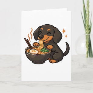 Dachshund met Noedels Ramen Kawaii Hond Kaart