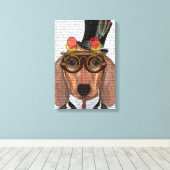Dachshund met opening bovenaan en bovenleer canvas afdruk (Insitu (Houten vloer))