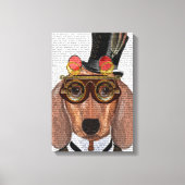 Dachshund met opening bovenaan en bovenleer canvas afdruk (Voorkant)