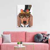 Dachshund met opening bovenaan en bovenleer canvas afdruk (Insitu (Woonkamer))