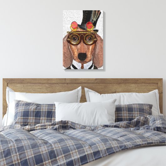 Dachshund met opening bovenaan en bovenleer canvas afdruk (Insitu (Slaapkamer))