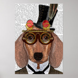 Dachshund met opening bovenaan en bovenleer poster
