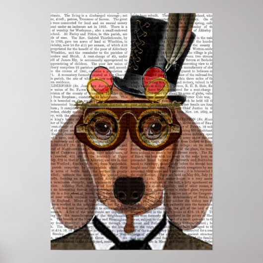Dachshund met opening bovenaan en bovenleer poster (Voorkant)