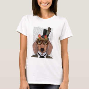 Dachshund met opening bovenaan en bovenleer t-shirt