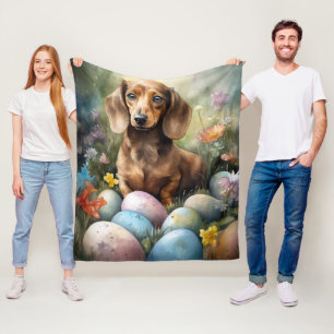 Dachshund met paaseieren fleece deken