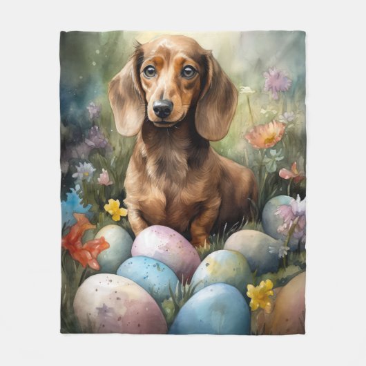 Dachshund met paaseieren fleece deken (Voorkant)