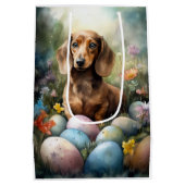 Dachshund met paaseieren medium cadeauzakje (Achterkant)