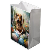 Dachshund met paaseieren medium cadeauzakje (Achterkant Gekanteld)