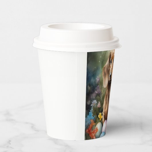 Dachshund met paaseieren papieren bekers (Rechts)