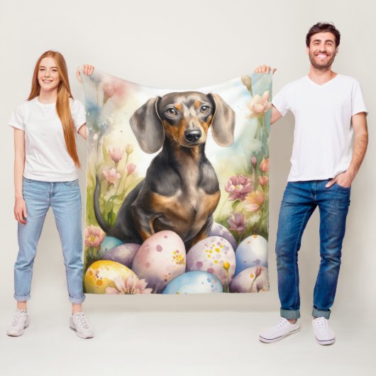 Dachshund met Pasen Eieren Fleece Deken (In situ)