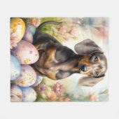 Dachshund met Pasen Eieren Fleece Deken (Voorkant (Horizontaal))