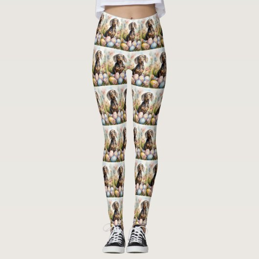 Dachshund met Pasen Eieren Leggings (Voorkant)