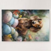 Dachshund met Pasen Eieren Legpuzzel (Horizontaal)