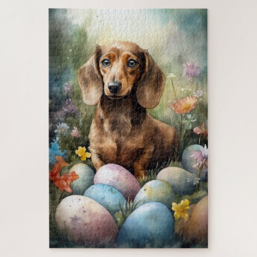 Dachshund met Pasen Eieren Legpuzzel (Verticaal)