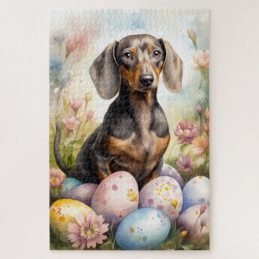 Dachshund met Pasen Eieren Legpuzzel (Verticaal)