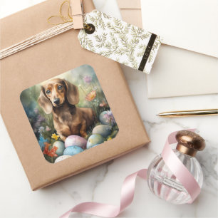 Dachshund met Pasen Eieren Vierkante Sticker