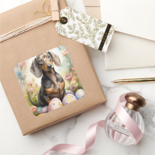 Dachshund met Pasen Eieren Vierkante Sticker