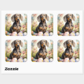 Dachshund met Pasen Eieren Vierkante Sticker (Vel)
