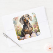 Dachshund met Pasen Eieren Vierkante Sticker (Envelop)