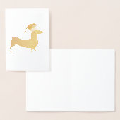 Dachshund met Pet voor de kerstman Folie Kaarten (Display)