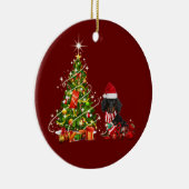 dachshund met Petten kerst Keramisch Ornament (Rechts)