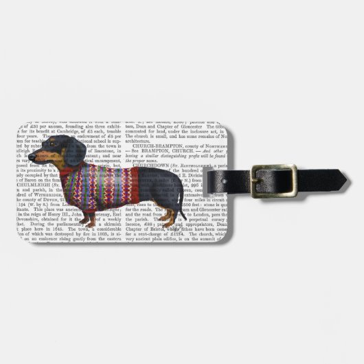Dachshund met poly Sweater Bagagelabel (Voorkant horizontaal)