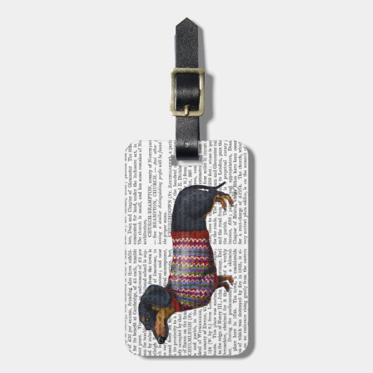Dachshund met poly Sweater Bagagelabel (Voorkant verticaal)