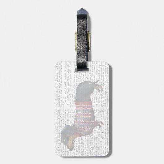 Dachshund met poly Sweater Bagagelabel (Achterkant verticaal)