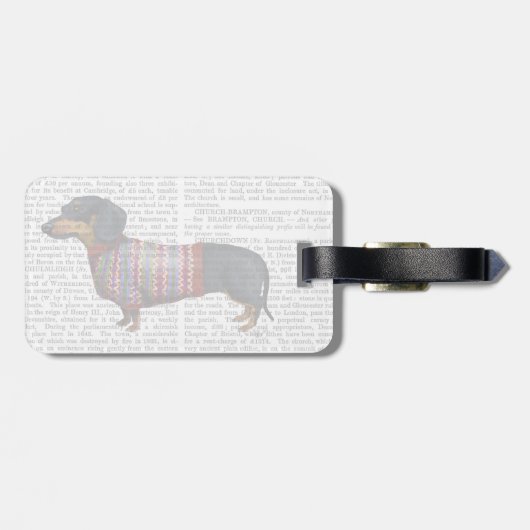 Dachshund met poly Sweater Bagagelabel (Achterkant horizontaal)