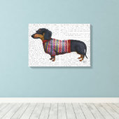 Dachshund met poly Sweater Canvas Afdruk (Insitu (Houten vloer))