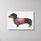 Dachshund met poly Sweater Canvas Afdruk (Voorkant)