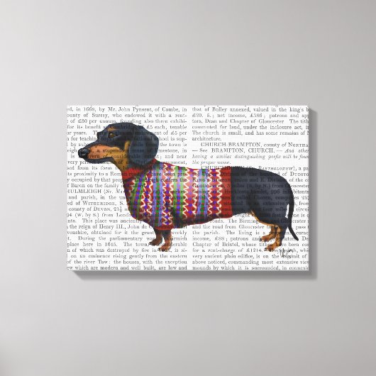 Dachshund met poly Sweater Canvas Afdruk (Voorkant)