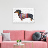 Dachshund met poly Sweater Canvas Afdruk (Insitu (Woonkamer))