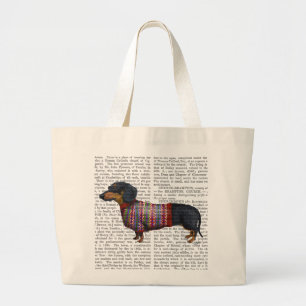 Dachshund met poly Sweater Grote Tote Bag