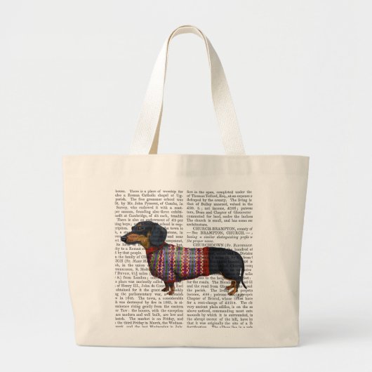 Dachshund met poly Sweater Grote Tote Bag (Voorkant)