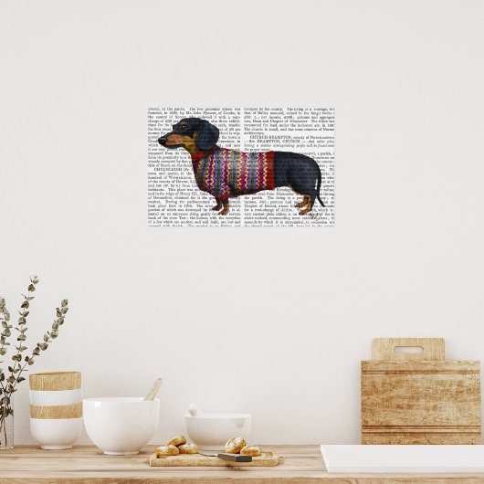 Dachshund met poly Sweater Poster (Keuken)