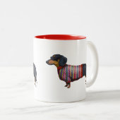 Dachshund met poly Sweater Tweekleurige Koffiemok (Voorkant rechts)