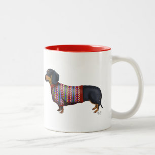 Dachshund met poly Sweater Tweekleurige Koffiemok