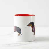 Dachshund met poly Sweater Tweekleurige Koffiemok (Center)