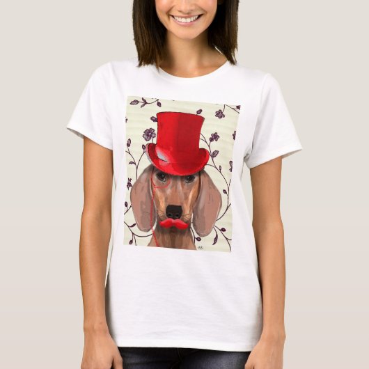 Dachshund met Red Top Hat (Voorkant)