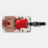 Dachshund met Red Top Hat Bagagelabel (Voorkant horizontaal)