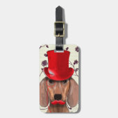Dachshund met Red Top Hat Bagagelabel (Voorkant verticaal)