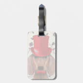 Dachshund met Red Top Hat Bagagelabel (Achterkant verticaal)