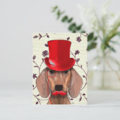 Dachshund met Red Top Hat Briefkaart (Staand voorkant)