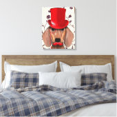 Dachshund met Red Top Hat Canvas Afdruk (Insitu (Slaapkamer))