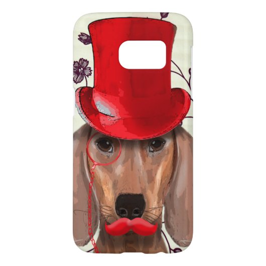 Dachshund met Red Top Hat Case-Mate Samsung Galaxy Hoesje (Achterkant)