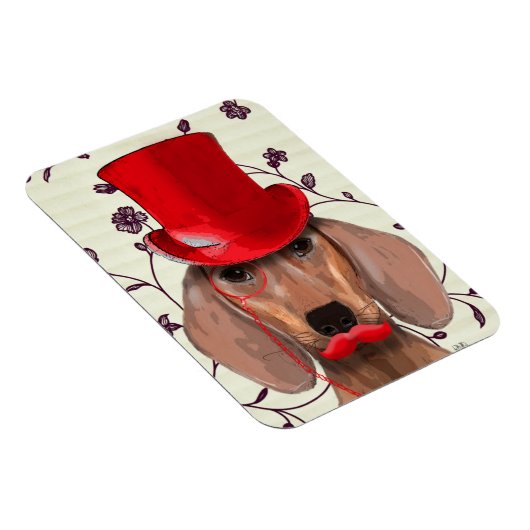 Dachshund met Red Top Hat Magneet (Rechterzijde)