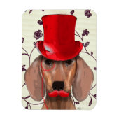 Dachshund met Red Top Hat Magneet (Verticaal)