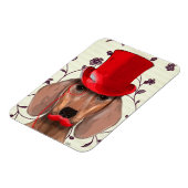 Dachshund met Red Top Hat Magneet (Linkerzijde)