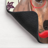 Dachshund met Red Top Hat Muismat (Hoek)